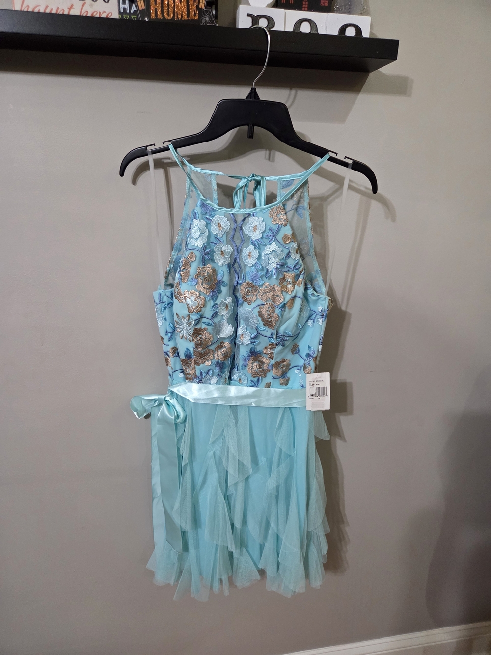 Teeze Me Aqua Blue Floral Dress